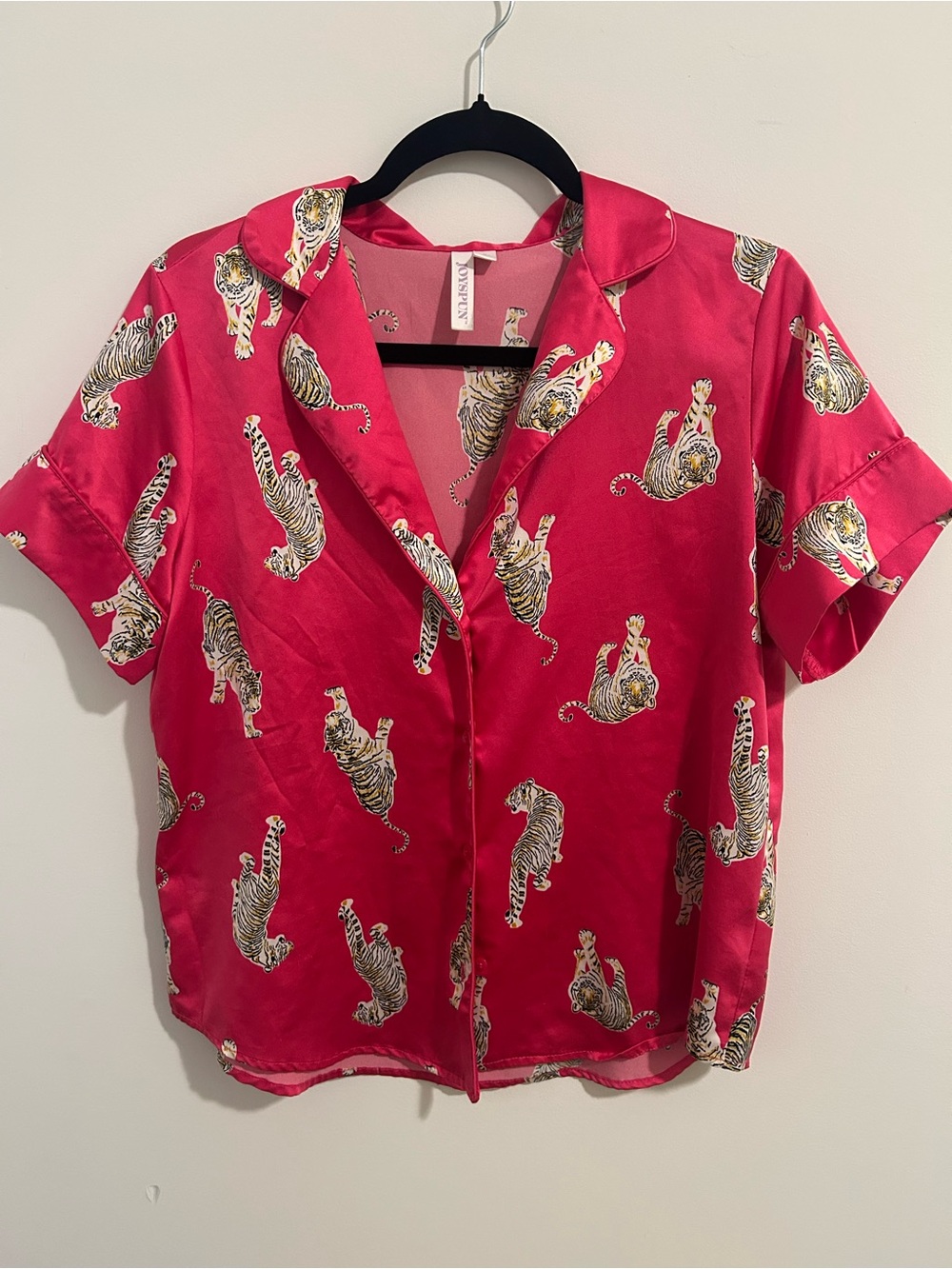 Pink Tiger-Print Silk Pajama Set